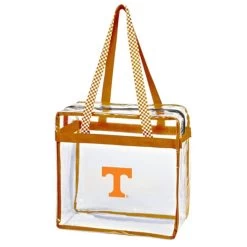 Clear Stadium Tote W/ Checkerboard Handles