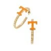 Worn Gold Power T Hoop Earrings -Apparel Specialty Shop 497418 01
